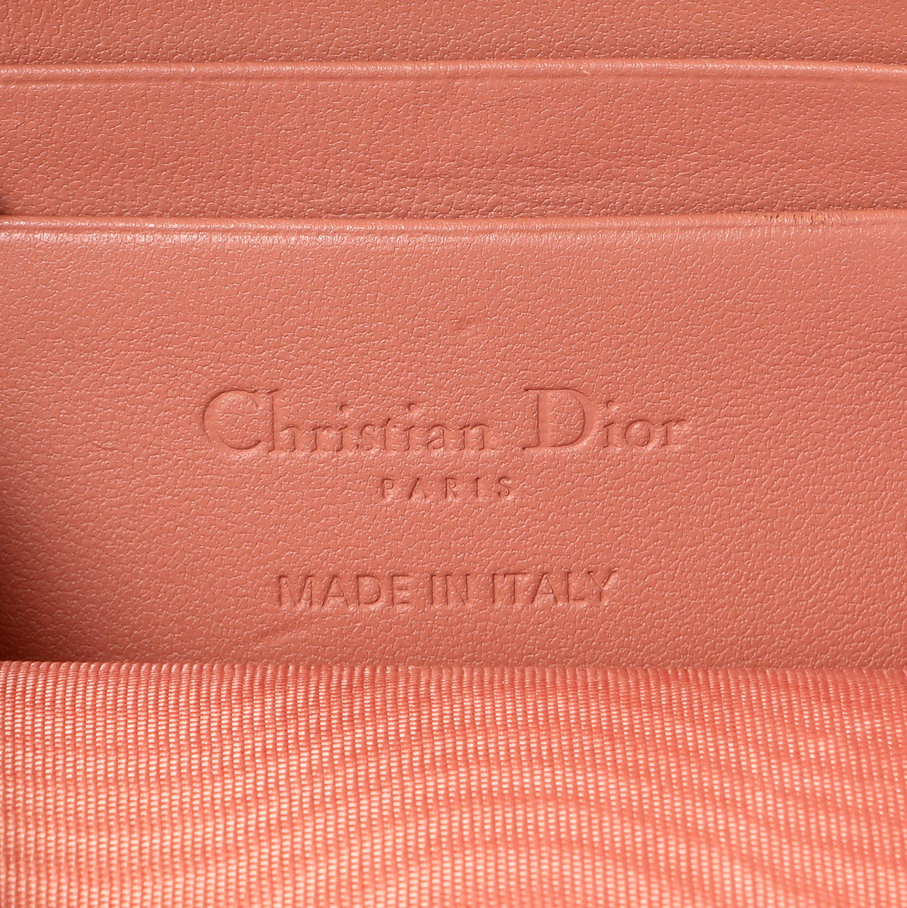 Exclusive Christian Dior Deep Nude Lambskin Cannage Lady Dior Phone Holder — Detail View