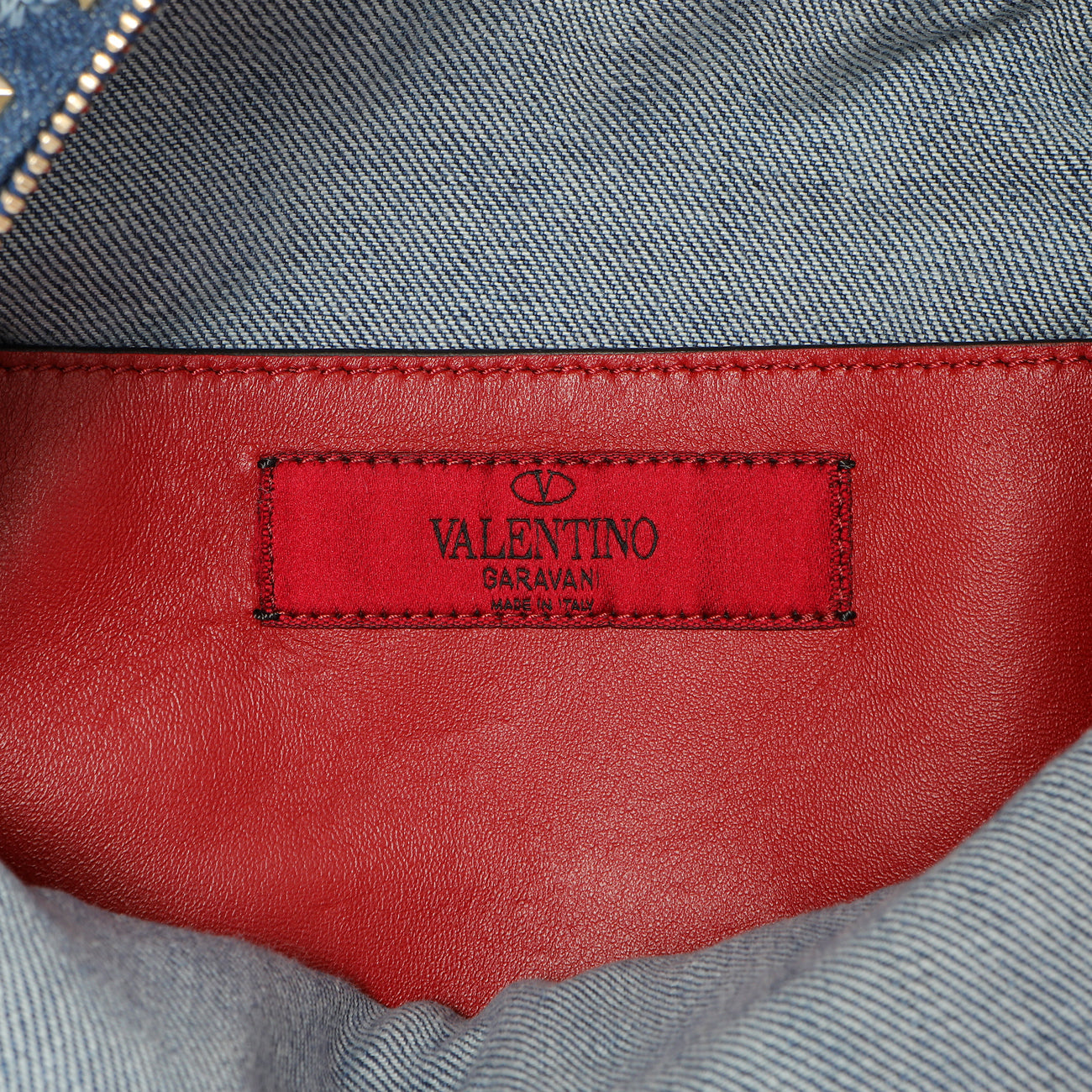 Exclusive Valentino Denim Mini Rockstud Backpack — Detail View