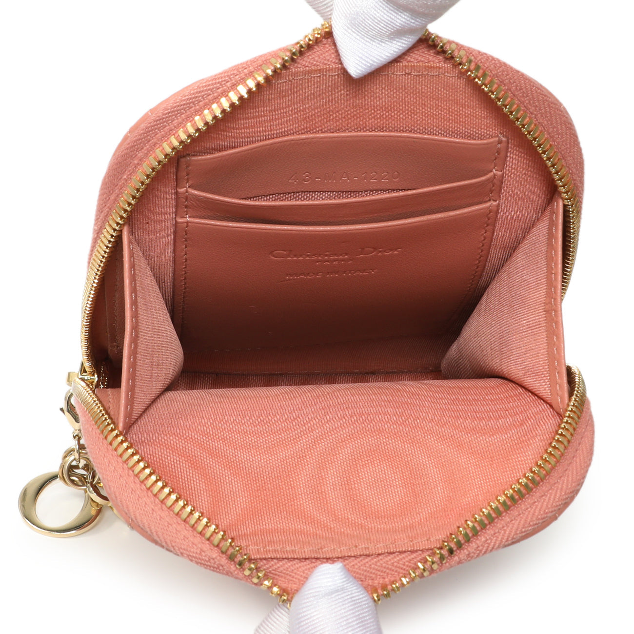Exclusive Christian Dior Deep Nude Lambskin Cannage Lady Dior Phone Holder — Top View