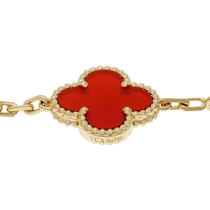 Exclusive Van Cleef & Arpels 18K Yellow Gold Carnelian 5 Motifs Vintage Alhambra Bracelet — Side View