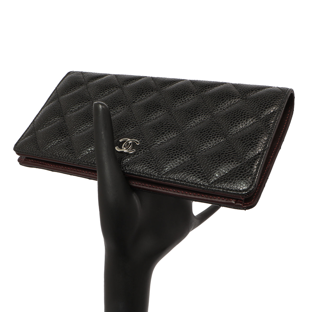 Exclusive Chanel Black Quilted Caviar Yen Wallet — Alternate View 7
