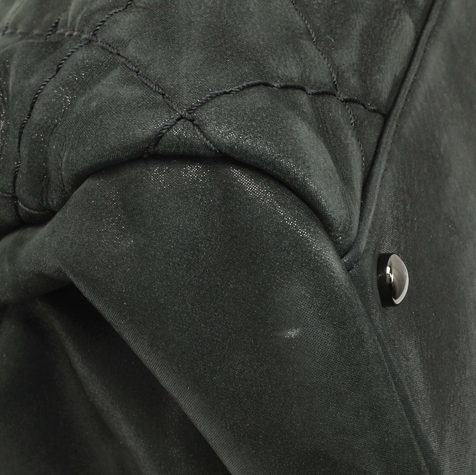 Exclusive Chanel Black Iridescent Calfskin Quilted Large Just Mademoiselle Bowling Bag — Top View