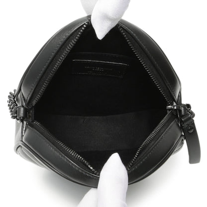 Exclusive Saint Laurent Black Calfskin Matelasse Chevron Round Vinyle Camera Bag — Detail View