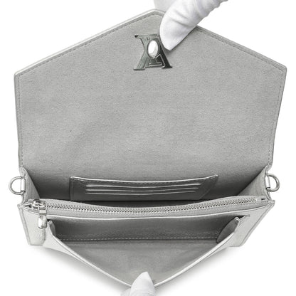 Exclusive Louis Vuitton Silver Soft Calfskin Mylockme Chain Pochette — Top View
