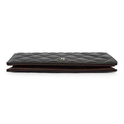 Exclusive Chanel Black Quilted Caviar Yen Wallet — Back View