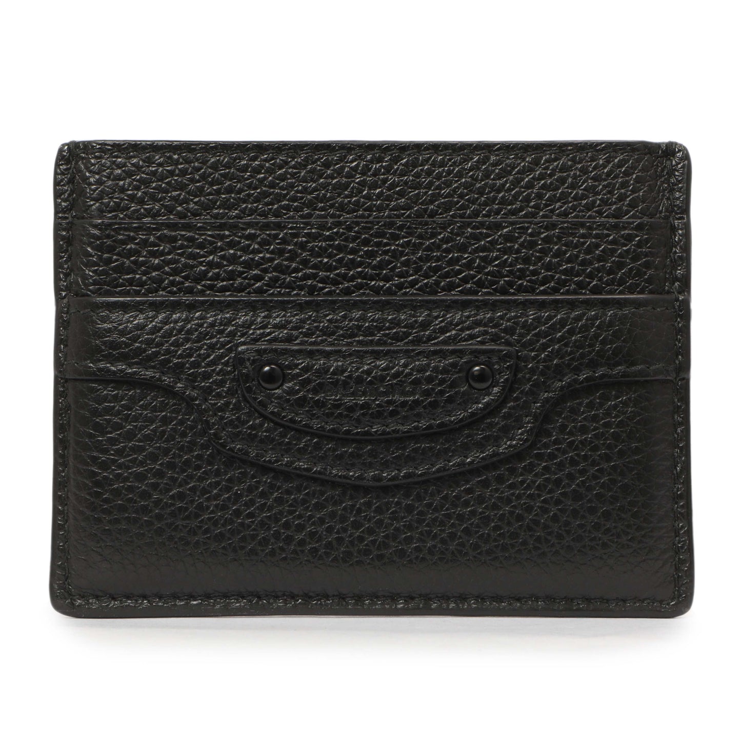 Exclusive Balenciaga Black Grained Calfskin Neo Classic Card Holder — Front View