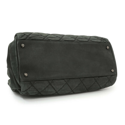 Exclusive Chanel Black Iridescent Calfskin Quilted Large Just Mademoiselle Bowling Bag — Back View