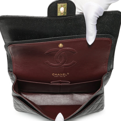 Exclusive Chanel Black Quilted Caviar Medium Classic Double Flap — Top View
