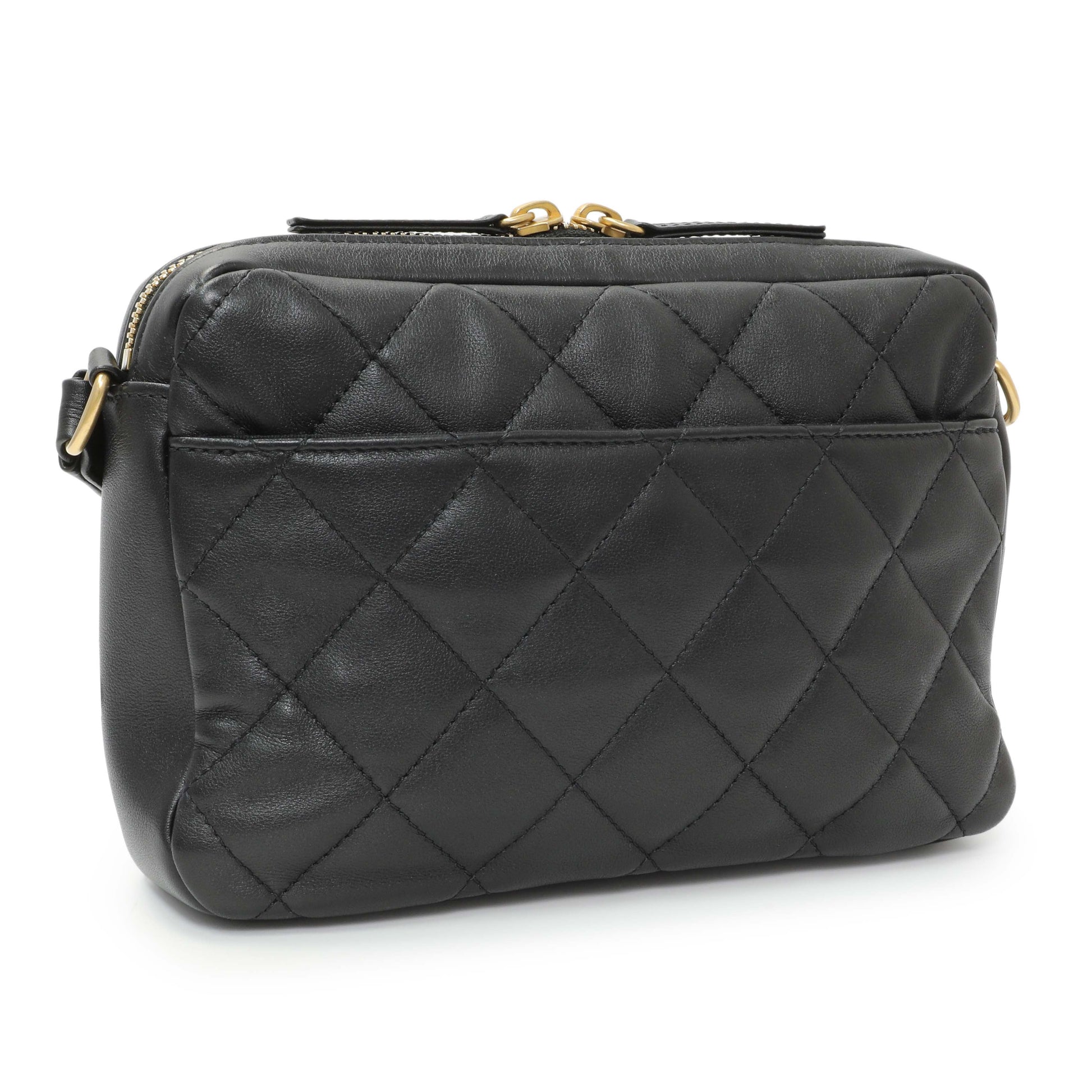 Exclusive Chanel Black Quilted Calfskin Small Camera Case — Back View