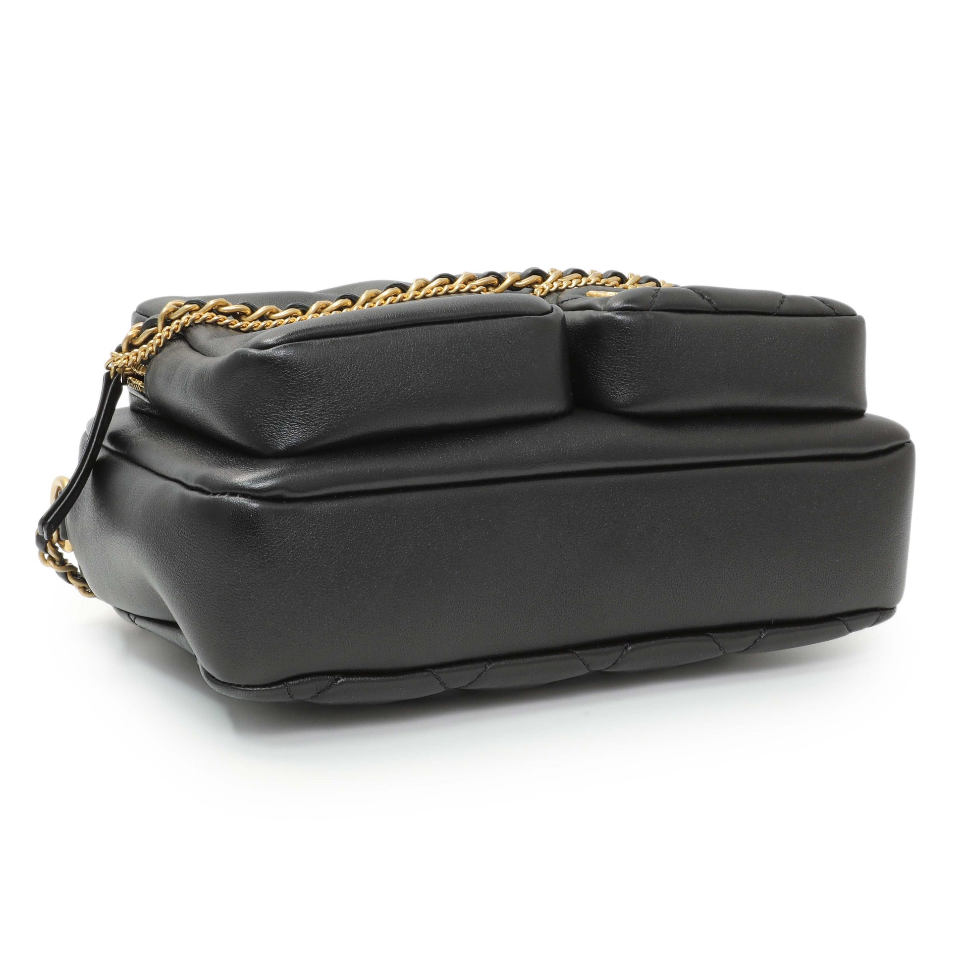 Exclusive Chanel Black Quilted Calfskin Small Camera Case — Top View
