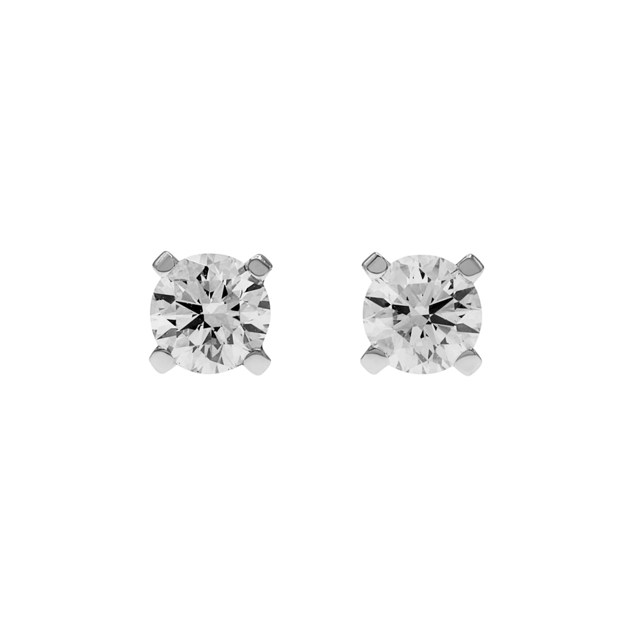 Exclusive Cartier 18K White Gold 0.37 Carat Diamond Stud Earrings — Front View