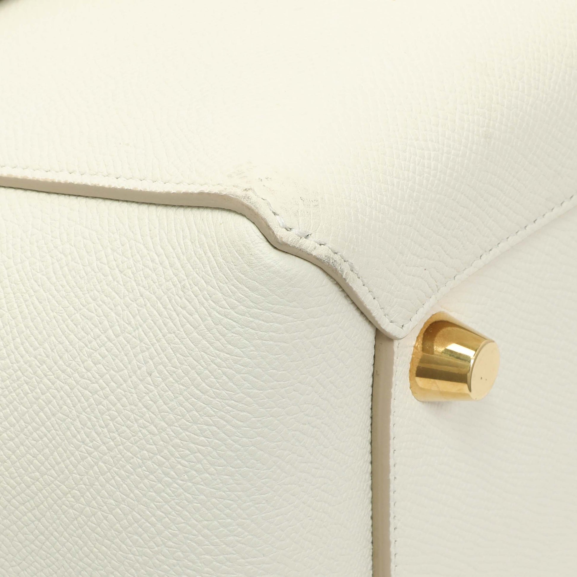 Exclusive Celine White Grained Calfskin Mini Belt Bag — Top View