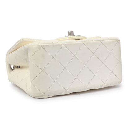 Exclusive Chanel White Quilted Lambskin Mini Square Flap — Top View