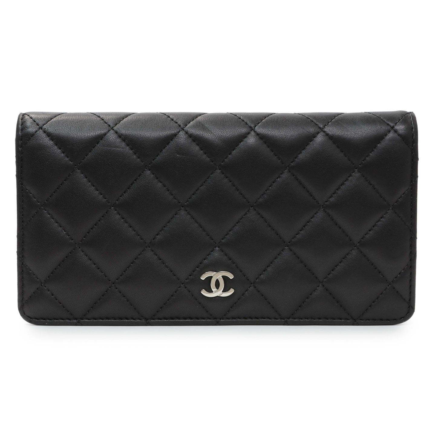 Exclusive Chanel Lambskin Quilted Yen Wallet Black — Front View