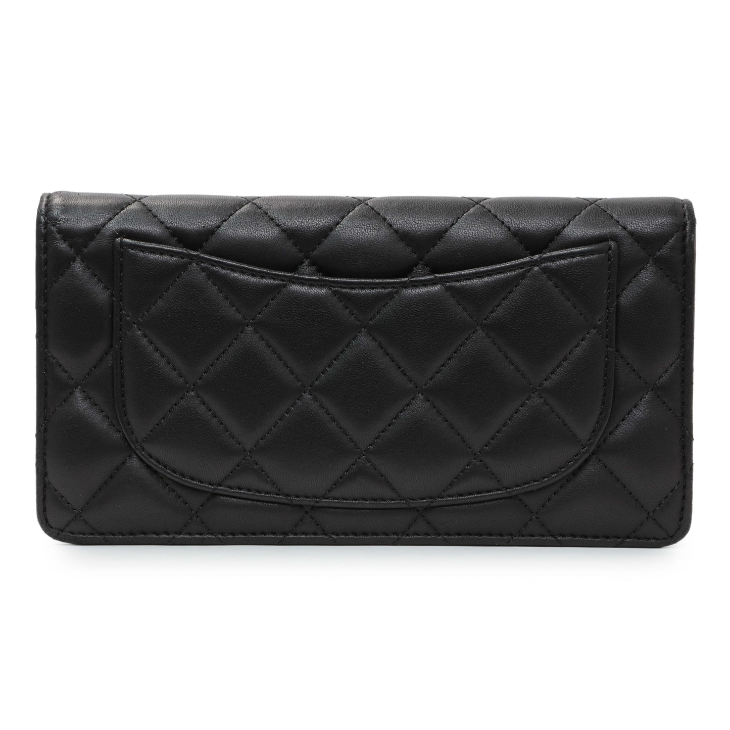 Exclusive Chanel Lambskin Quilted Yen Wallet Black — Side View
