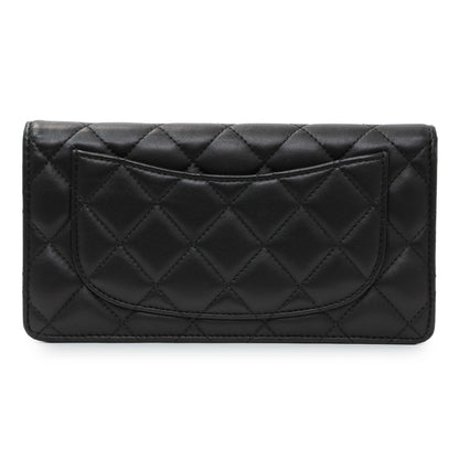 Exclusive Chanel Lambskin Quilted Yen Wallet Black — Side View
