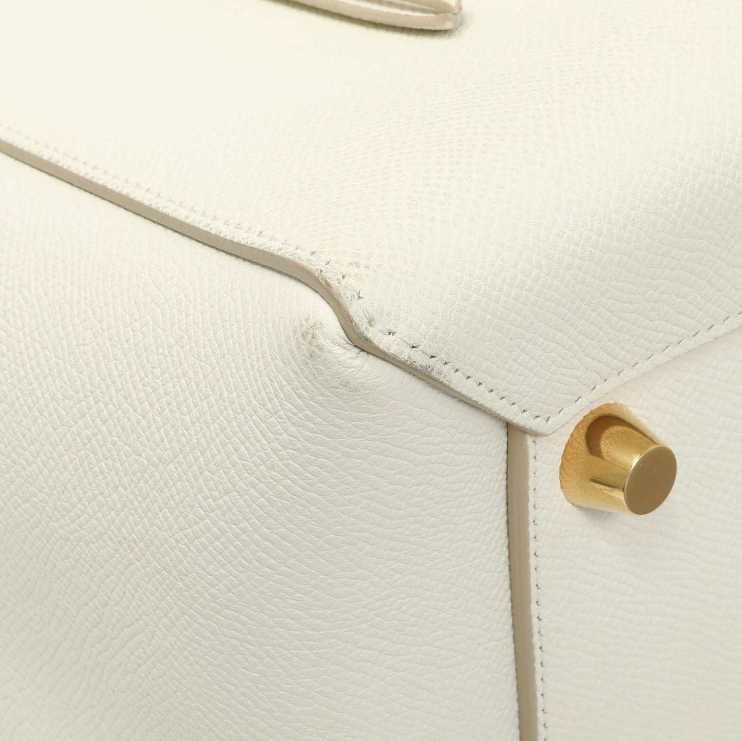 Exclusive Celine White Grained Calfskin Mini Belt Bag — Lifestyle View