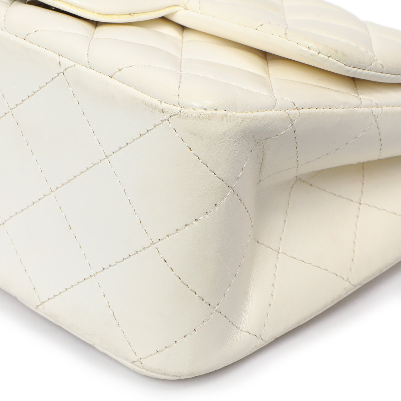 Exclusive Chanel White Quilted Lambskin Mini Square Flap — Lifestyle View