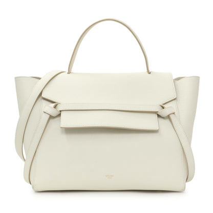 Exclusive Celine White Grained Calfskin Mini Belt Bag — Front View