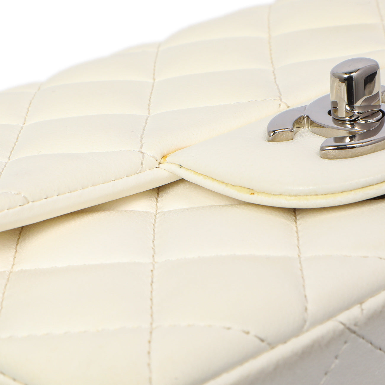 Exclusive Chanel White Quilted Lambskin Mini Square Flap — Alternate View 12