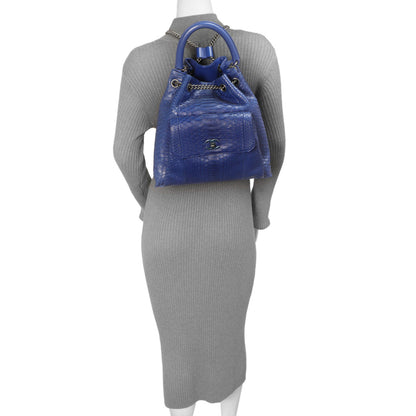 Exclusive Chanel Blue Python Urban Luxury Drawstring Backpack — Alternate View 12