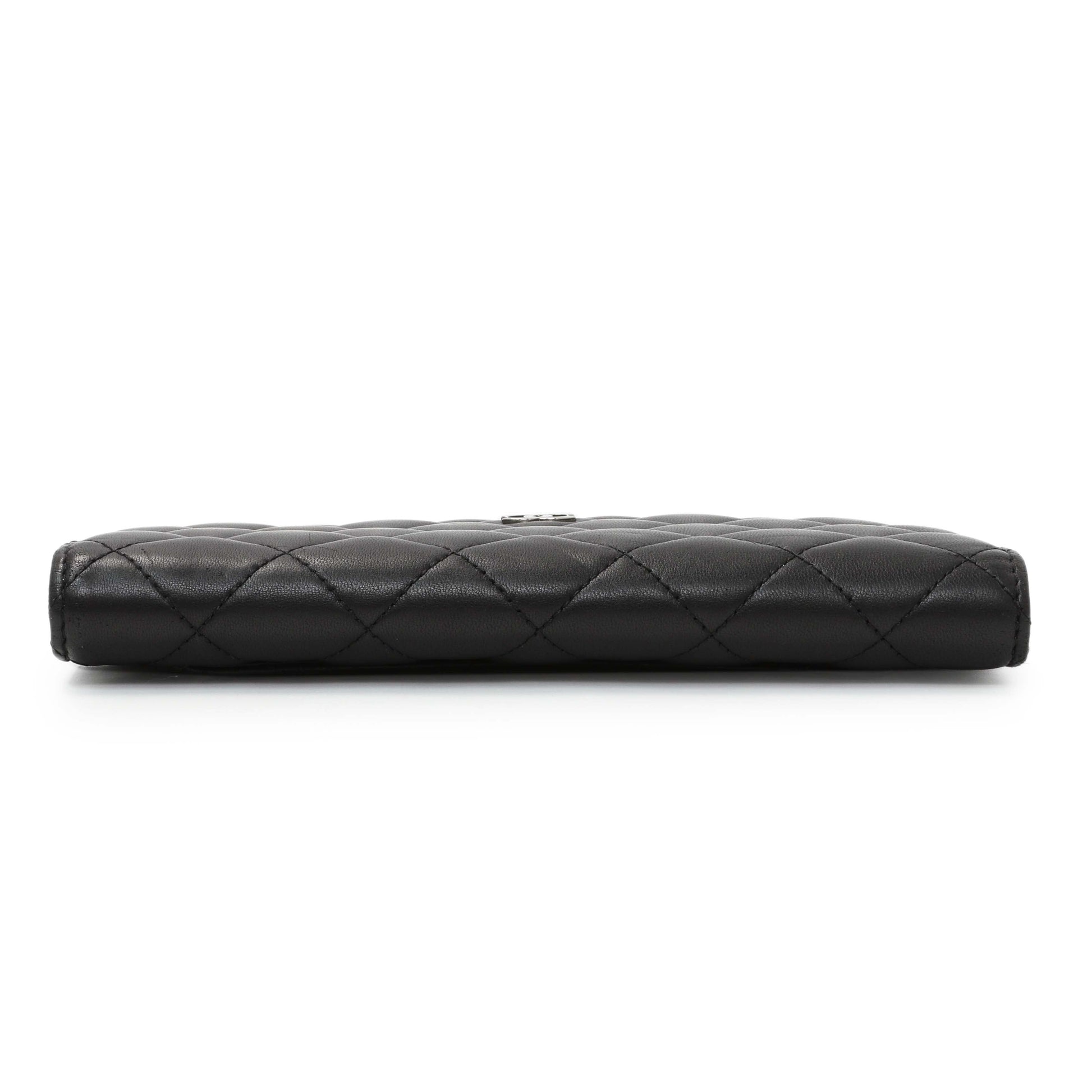 Exclusive Chanel Lambskin Quilted Yen Wallet Black — Back View