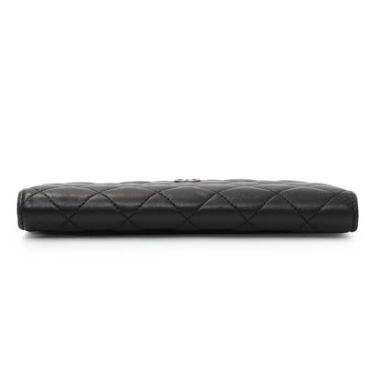 Exclusive Chanel Lambskin Quilted Yen Wallet Black — Back View
