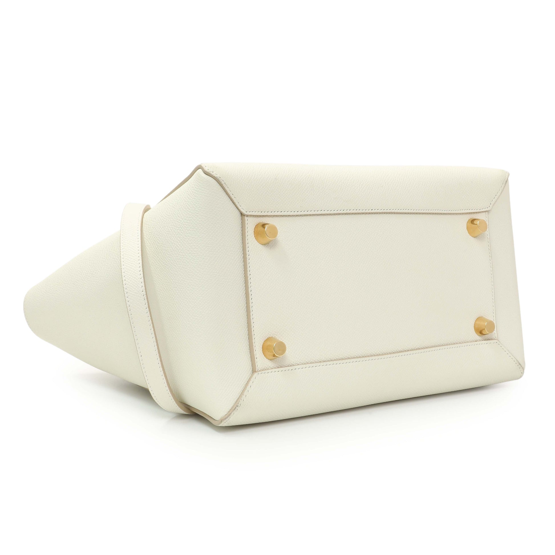 Exclusive Celine White Grained Calfskin Mini Belt Bag — Back View