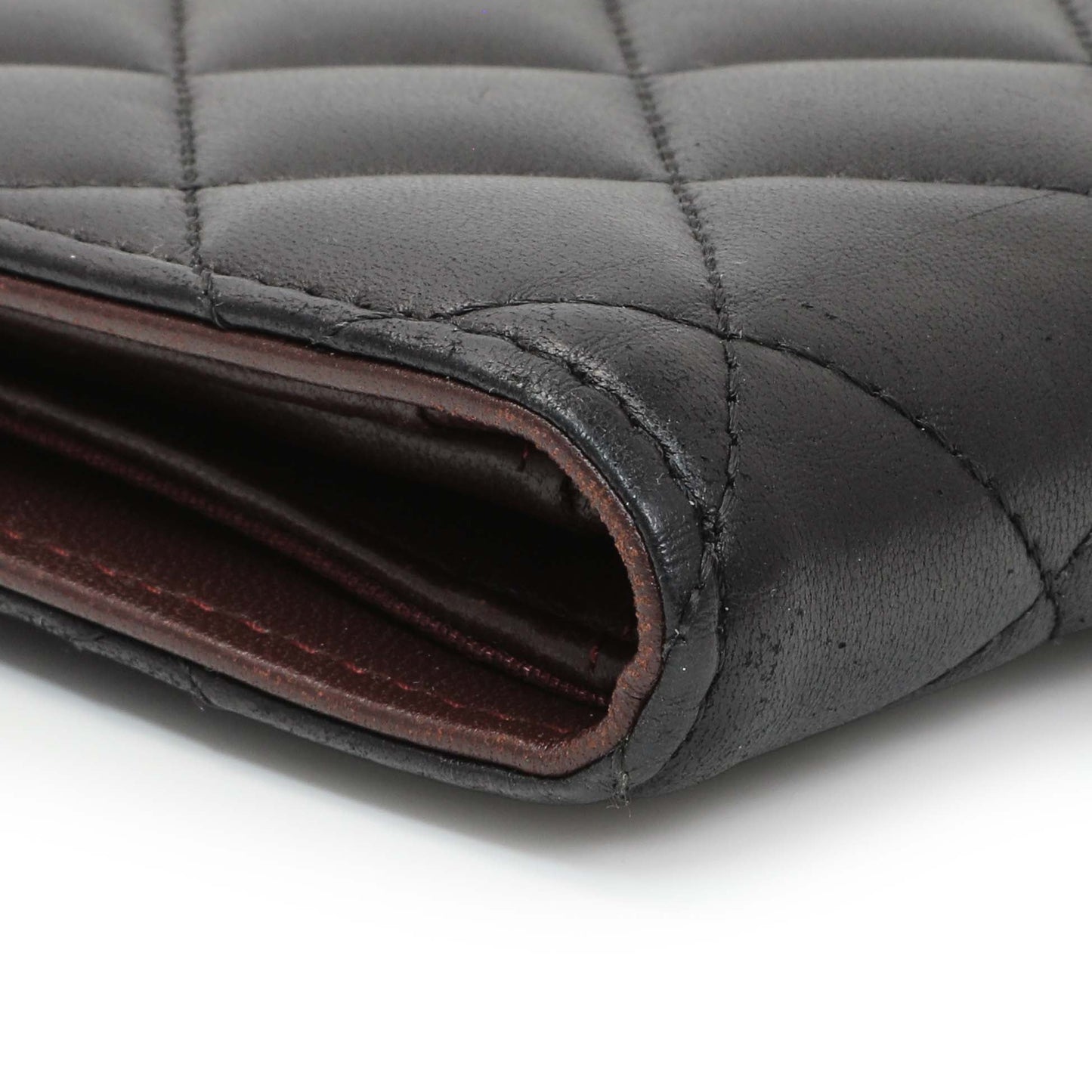 Exclusive Chanel Lambskin Quilted Yen Wallet Black — Top View