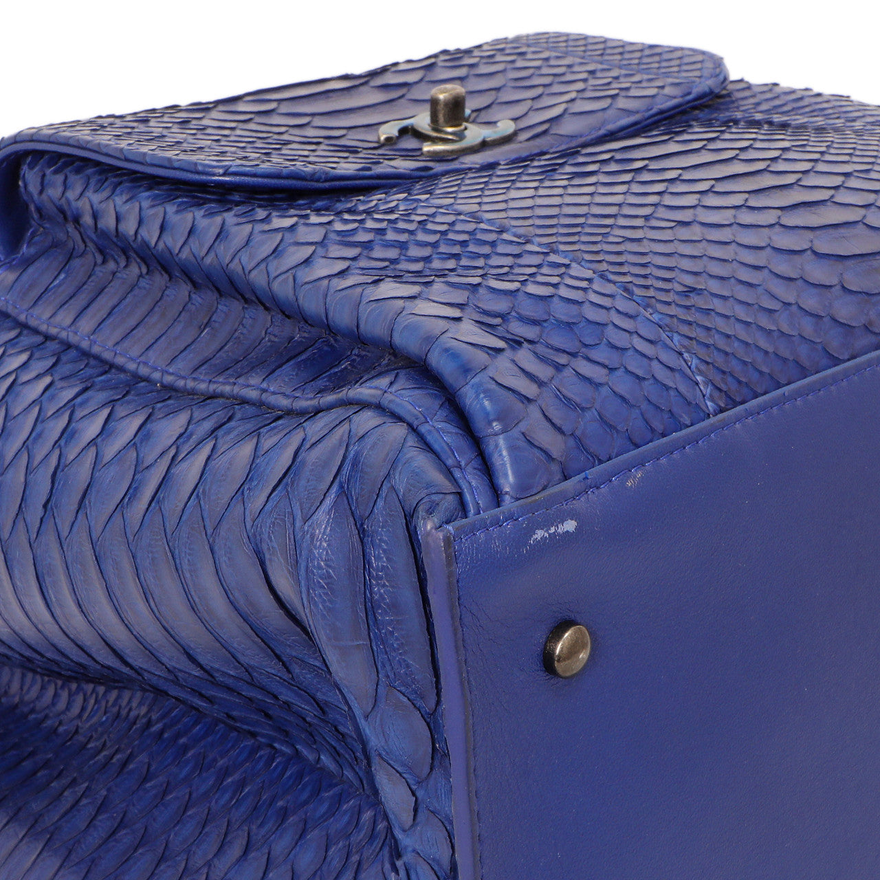 Exclusive Chanel Blue Python Urban Luxury Drawstring Backpack — Back View