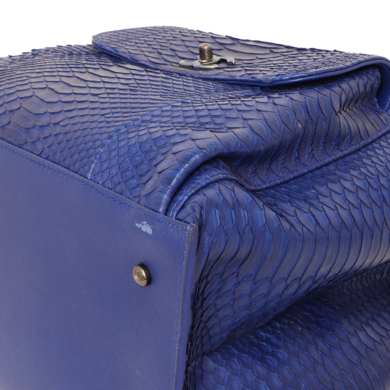 Exclusive Chanel Blue Python Urban Luxury Drawstring Backpack — Top View