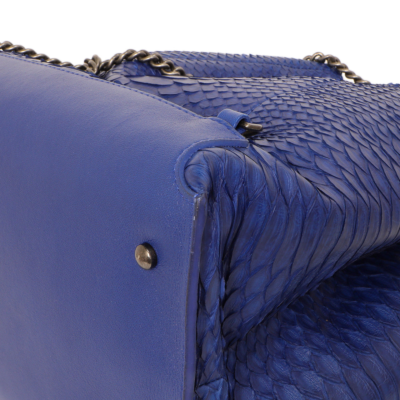 Exclusive Chanel Blue Python Urban Luxury Drawstring Backpack — Lifestyle View