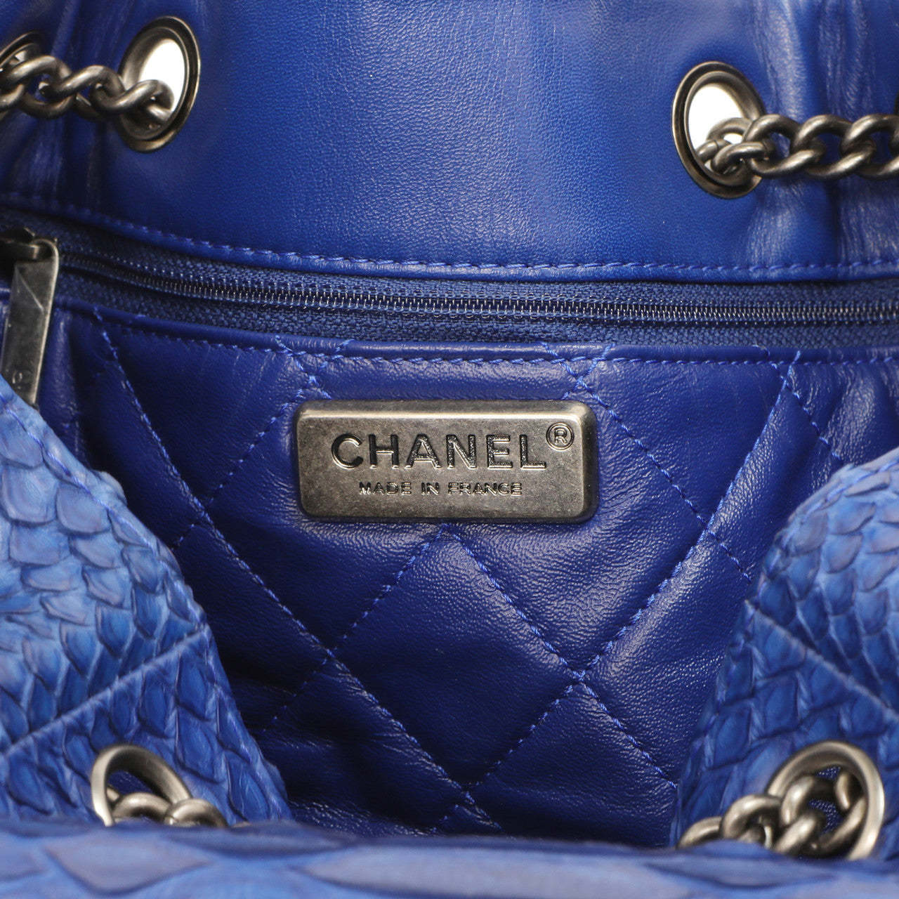 Exclusive Chanel Blue Python Urban Luxury Drawstring Backpack — Alternate View 8