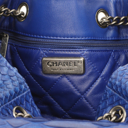 Exclusive Chanel Blue Python Urban Luxury Drawstring Backpack — Alternate View 8