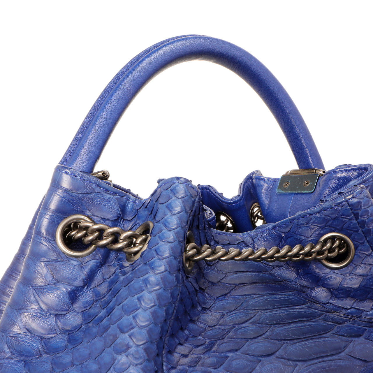 Exclusive Chanel Blue Python Urban Luxury Drawstring Backpack — Alternate View 11