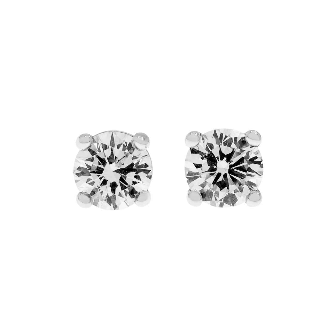 Exclusive 18K White Gold 0.88 Carat Diamond Stud Earrings — Front View
