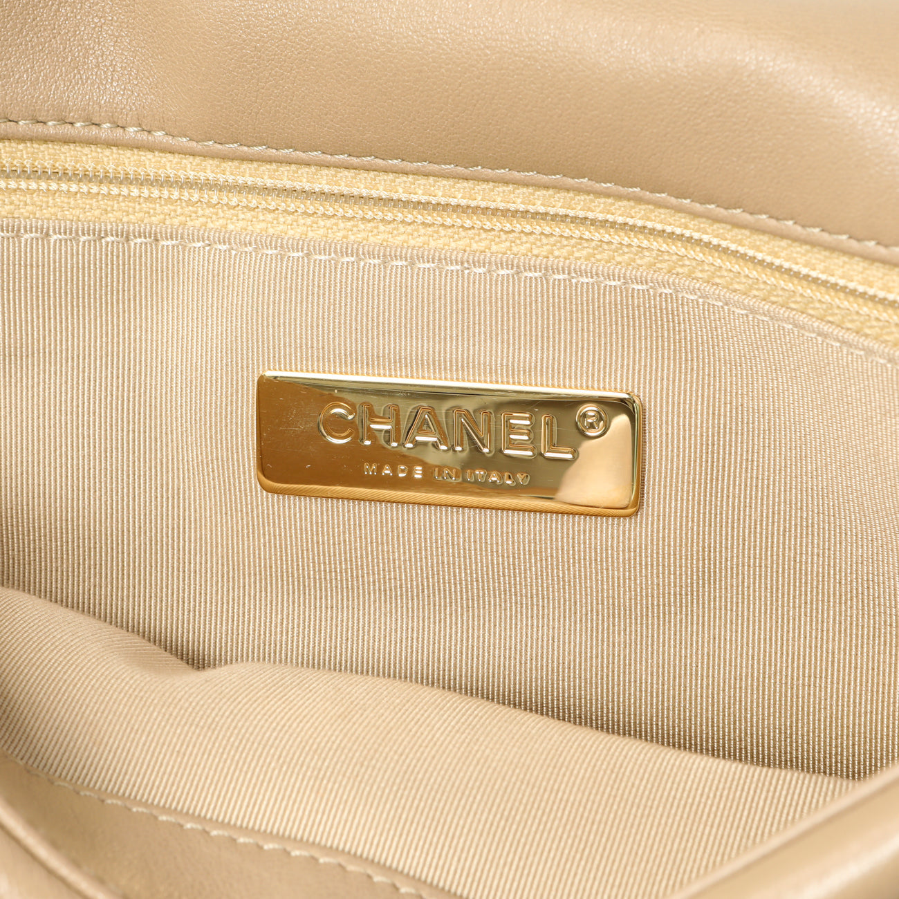 Exclusive Chanel Beige Quilted Lambskin Medium Chanel 19 Flap — Alternate View 10