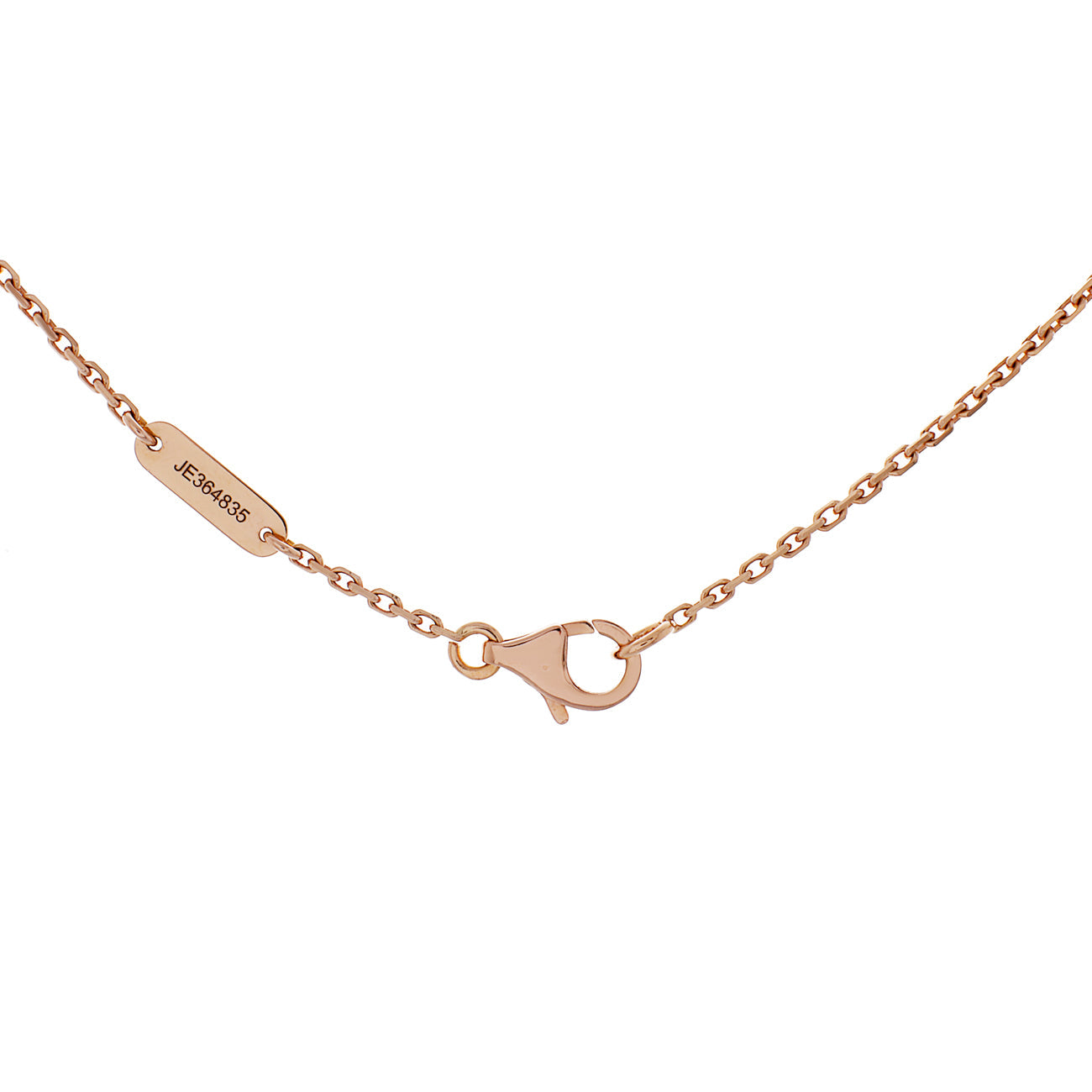Exclusive Van Cleef & Arpels 18K Rose Gold Porcelain Diamond Vintage Alhambra Pendant — Top View