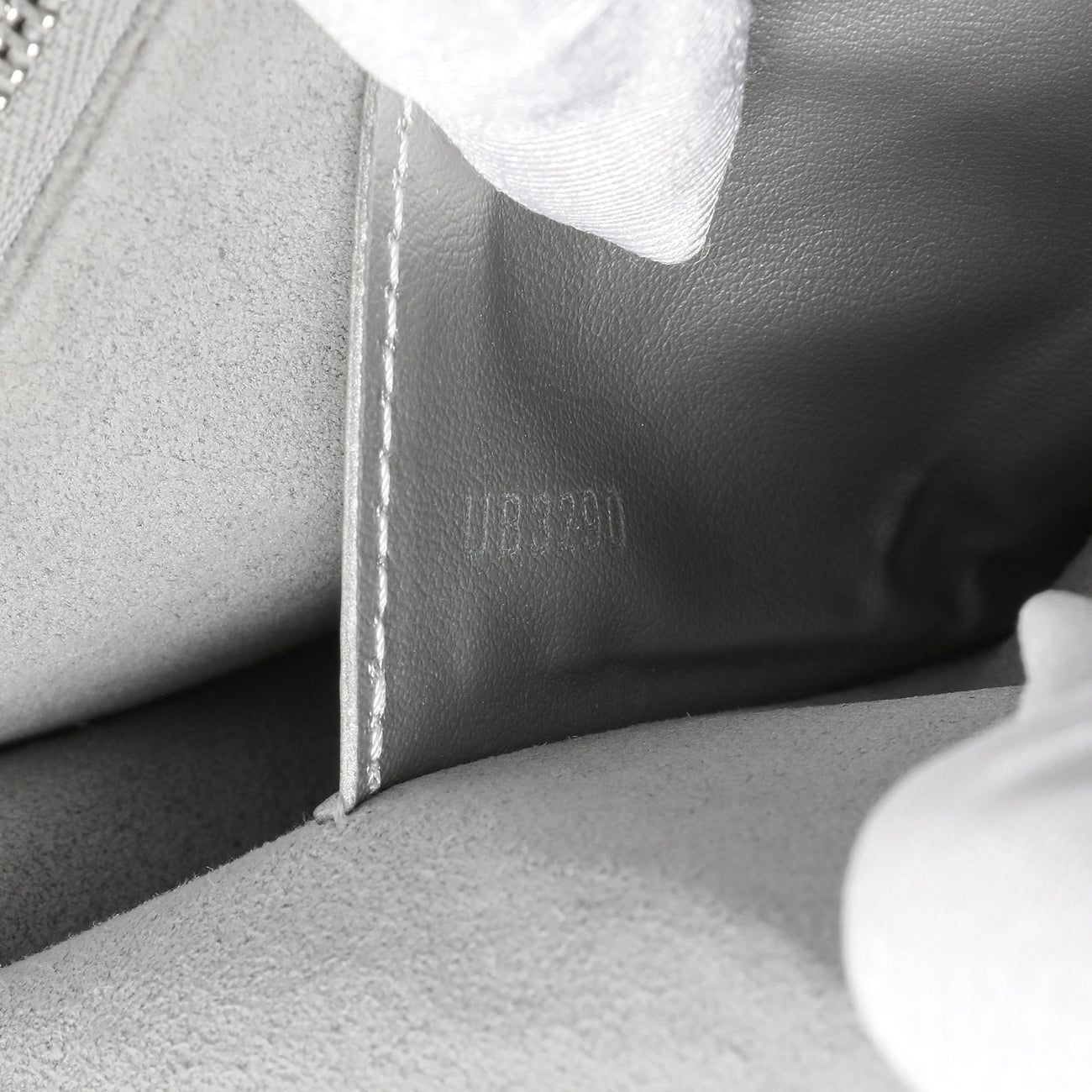 Exclusive Louis Vuitton Silver Soft Calfskin Mylockme Chain Pochette — Lifestyle View