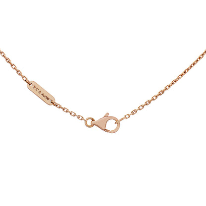 Exclusive Van Cleef & Arpels 18K Rose Gold Porcelain Diamond Vintage Alhambra Pendant — Back View