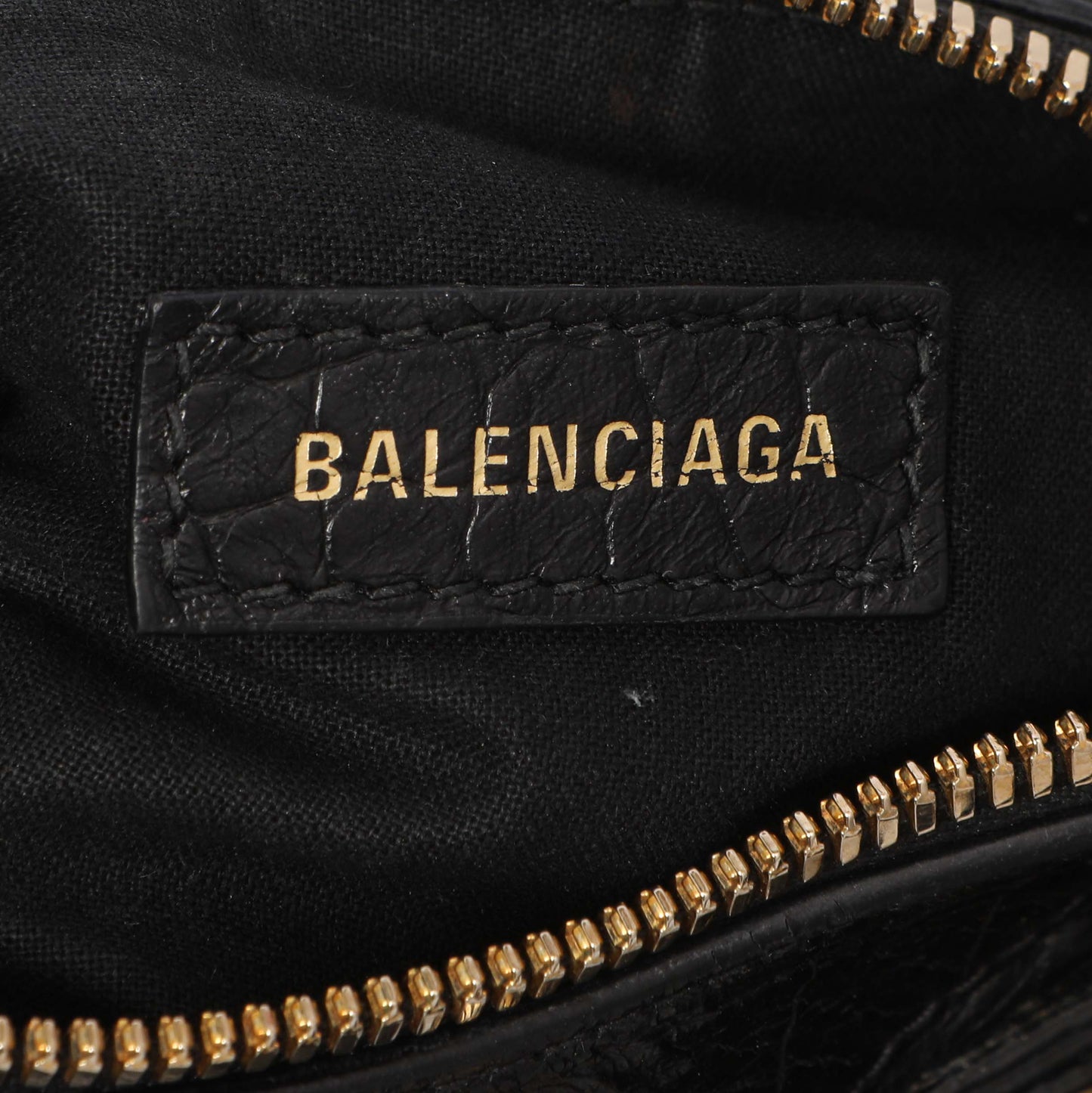 Exclusive Balenciaga Black Crocodile Embossed Le Cagole Shoulder Bag XS — Top View