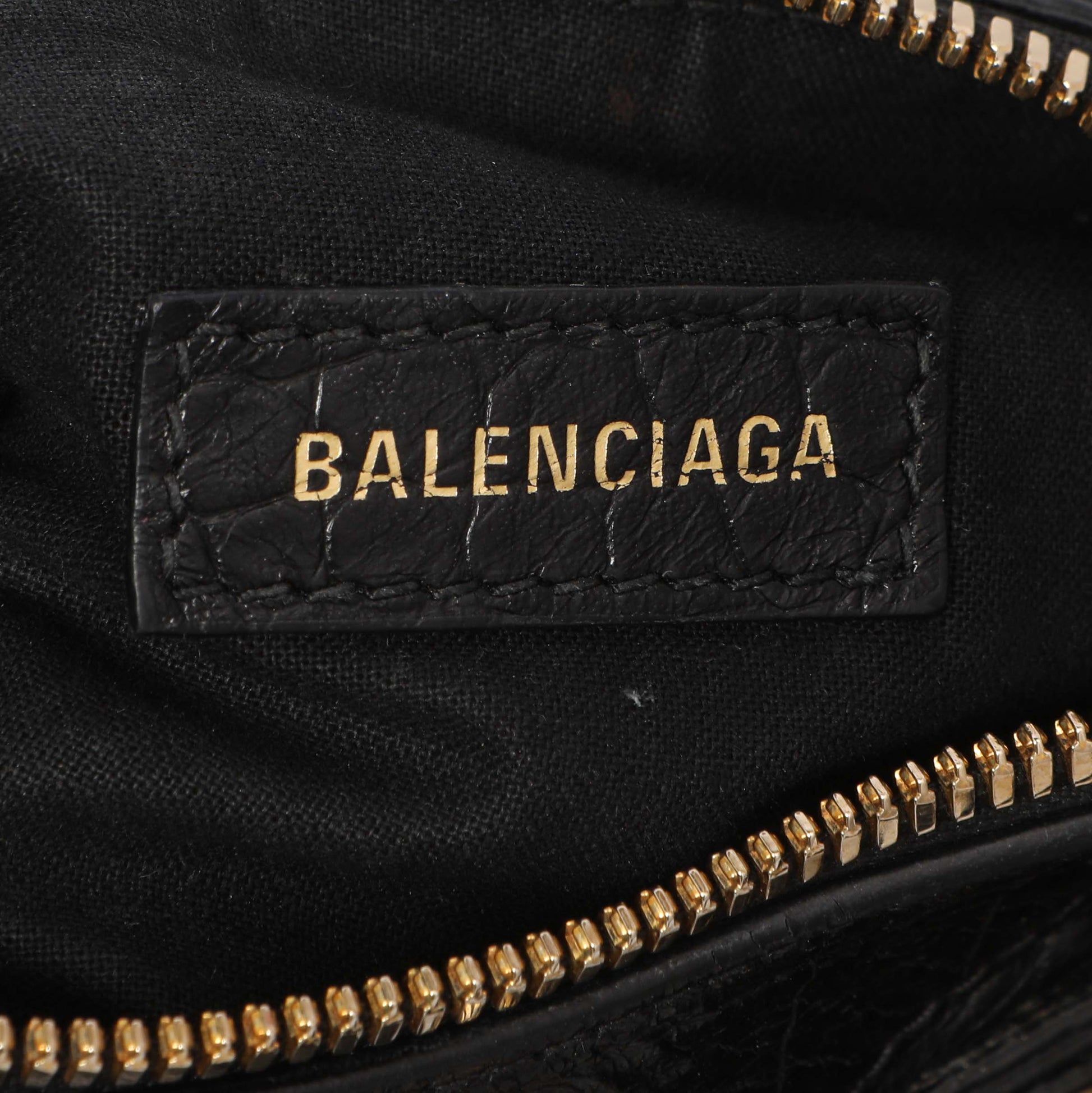 Exclusive Balenciaga Black Crocodile Embossed Le Cagole Shoulder Bag XS — Top View