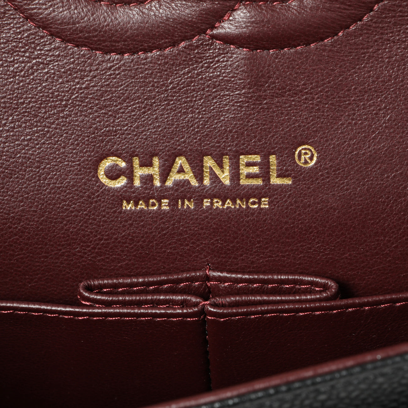 Exclusive Chanel Black Quilted Caviar Medium Classic Double Flap — Detail View