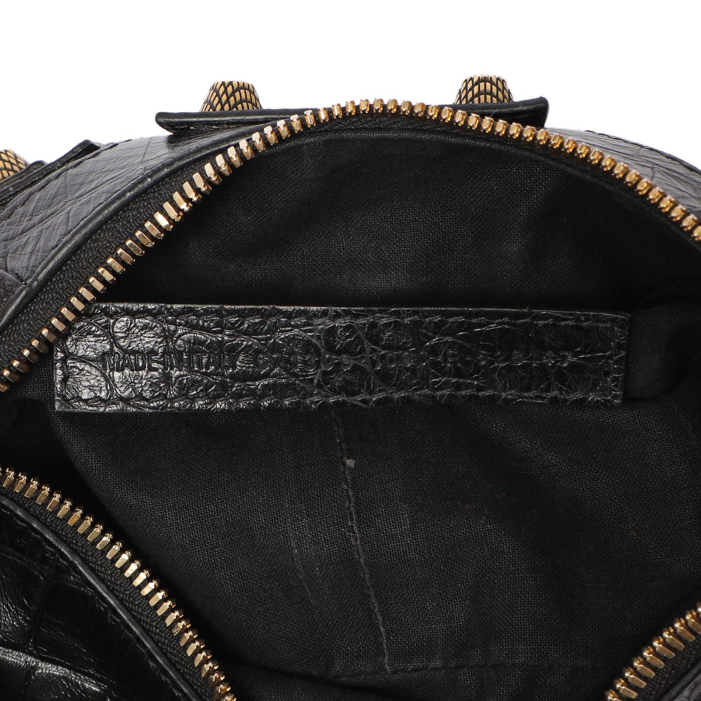 Exclusive Balenciaga Black Crocodile Embossed Le Cagole Shoulder Bag XS — Lifestyle View