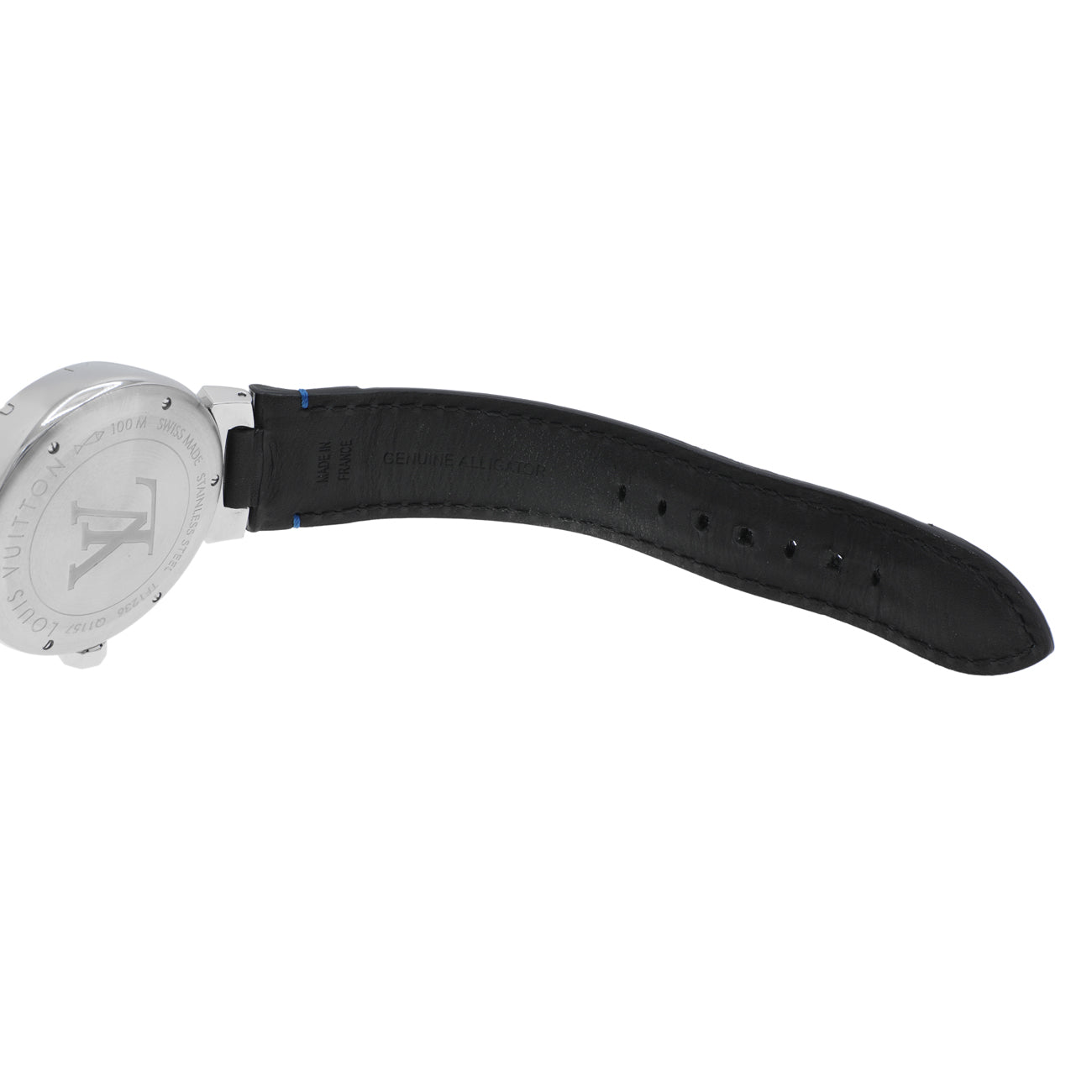 Exclusive Louis Vuitton Stainless Steel Tambour GMT Q1157 — Detail View