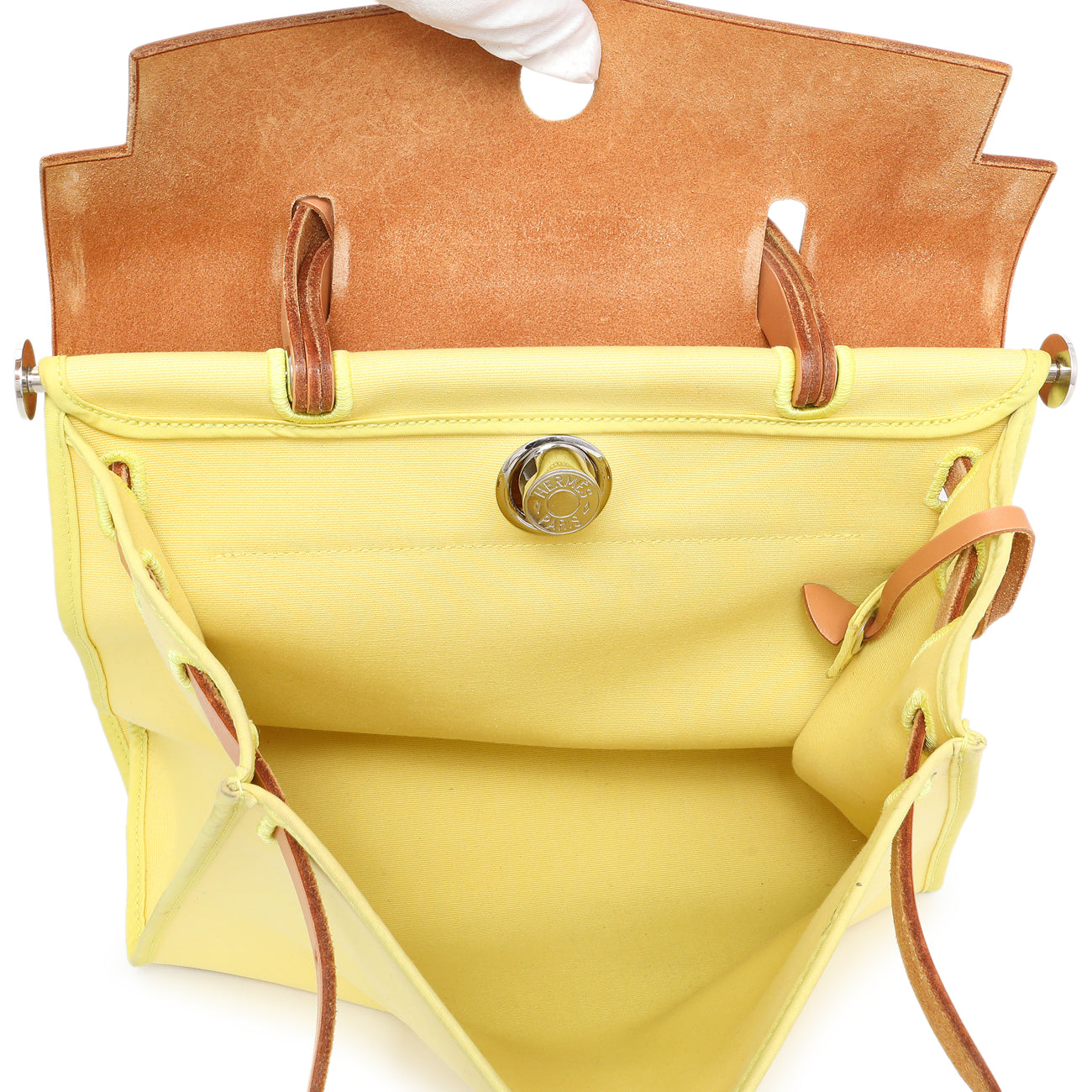 Exclusive Hermes Vache Hunter Yellow Toile Herbag Zip 31 PM — Alternate View 9