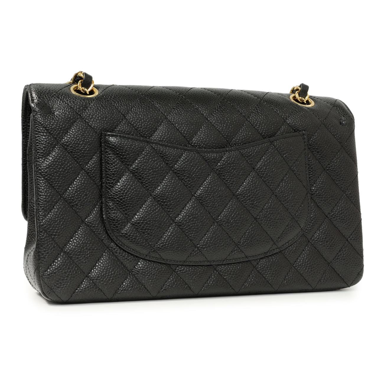 Exclusive Chanel Black Quilted Caviar Medium Classic Double Flap — Side View
