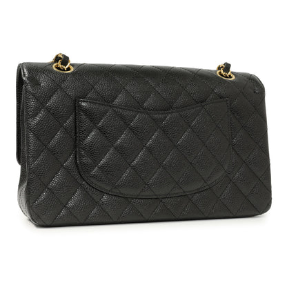 Exclusive Chanel Black Quilted Caviar Medium Classic Double Flap — Side View
