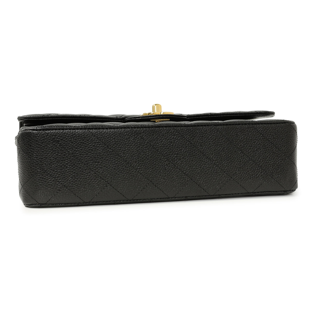 Exclusive Chanel Black Quilted Caviar Medium Classic Double Flap — Back View