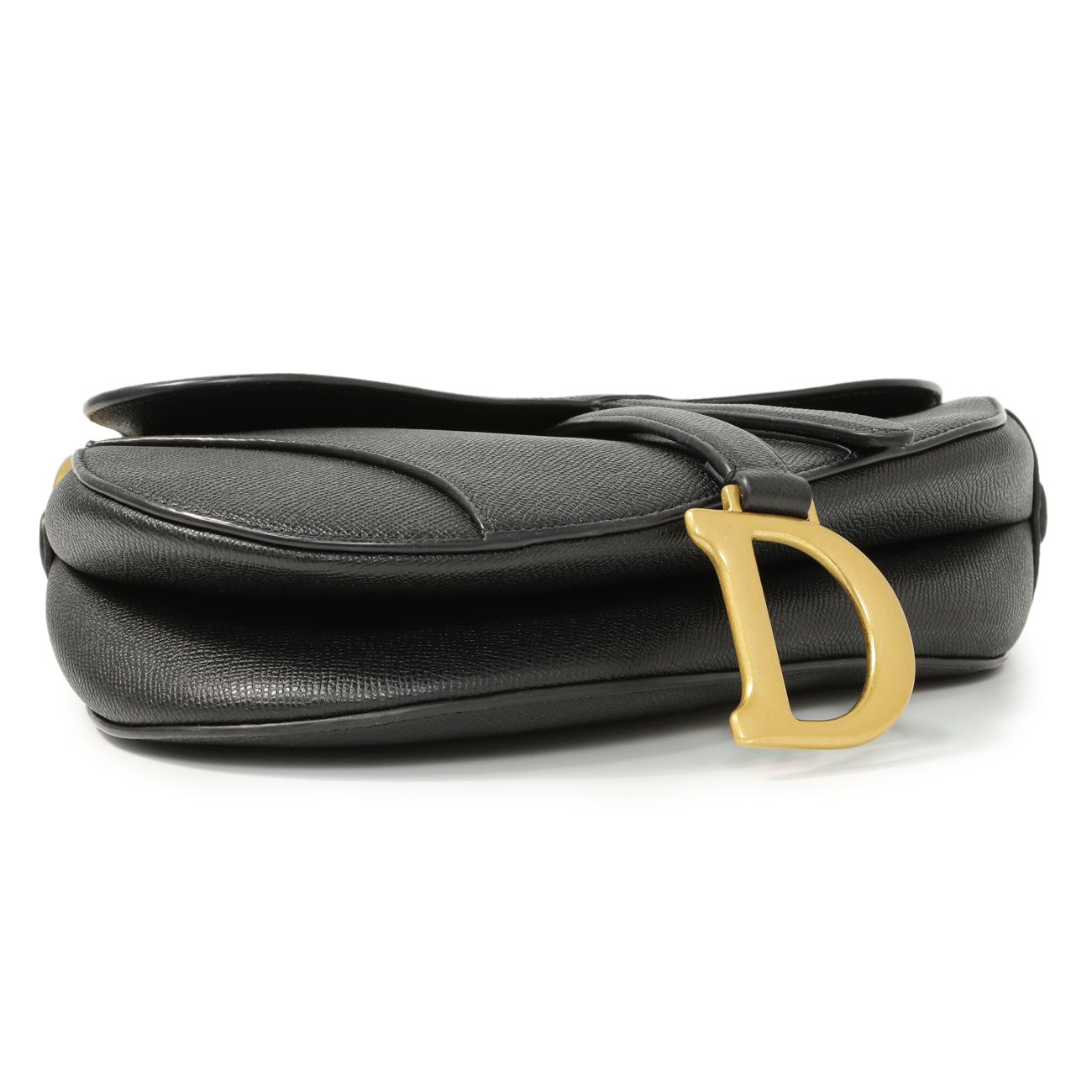 Exclusive Christian Dior Black Grained Calfskin Saddle Bag — Back View